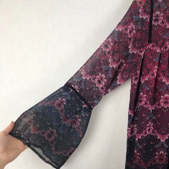 Nanette Lepore Women's Size 6 Moody Romance Pink Purple Black Shift Mini Dress - Picture 5 of 8